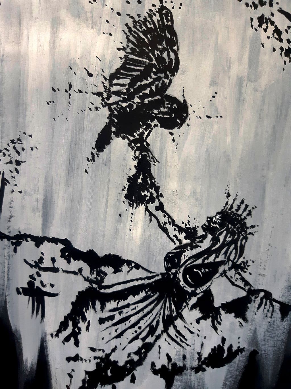 The owl and the witch. Original artwork.