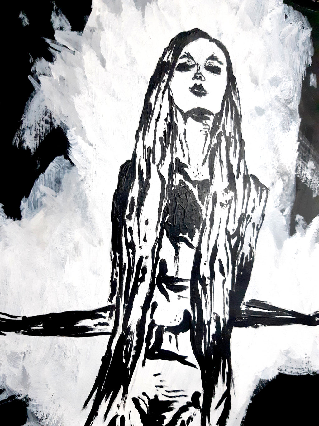 Her divine power. Vintage original artwork.