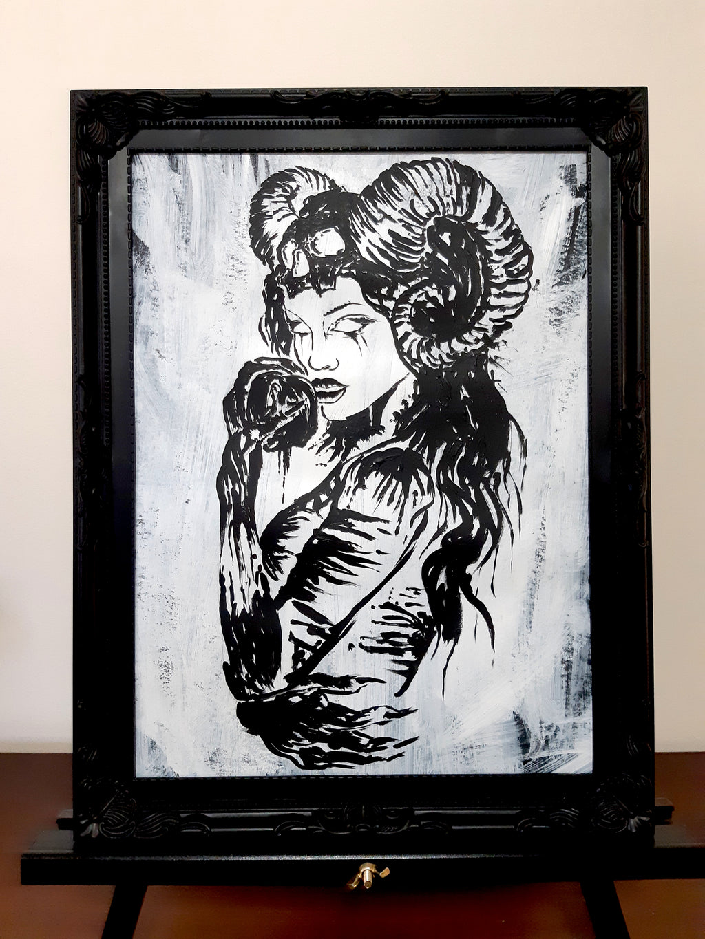 Her deadly desire. Vintage original artwork.