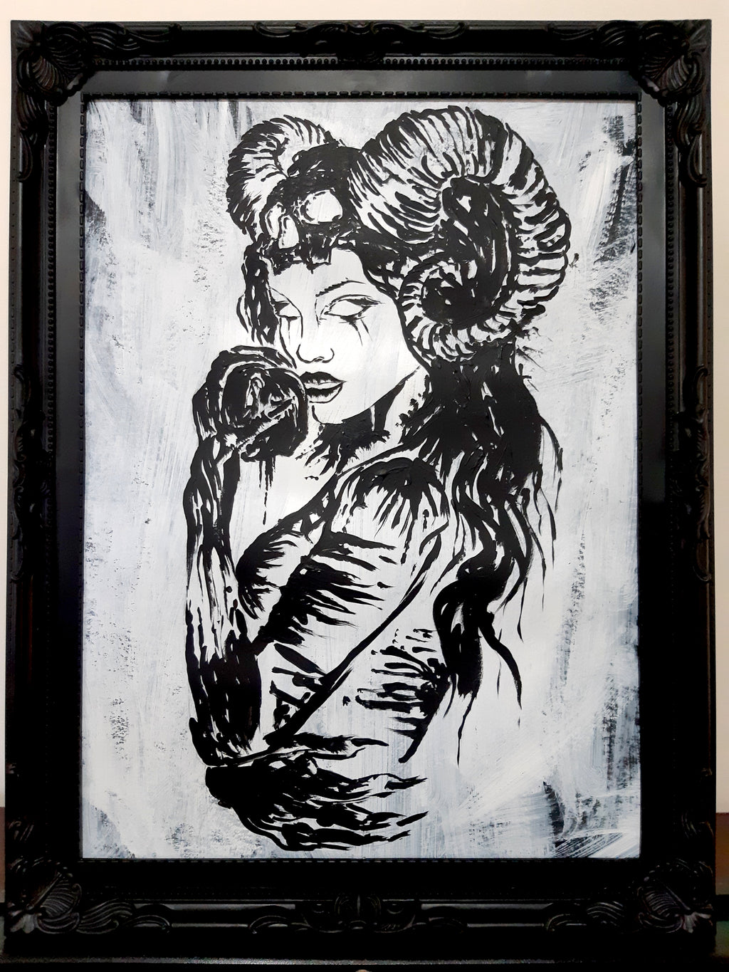 Her deadly desire. Vintage original artwork.