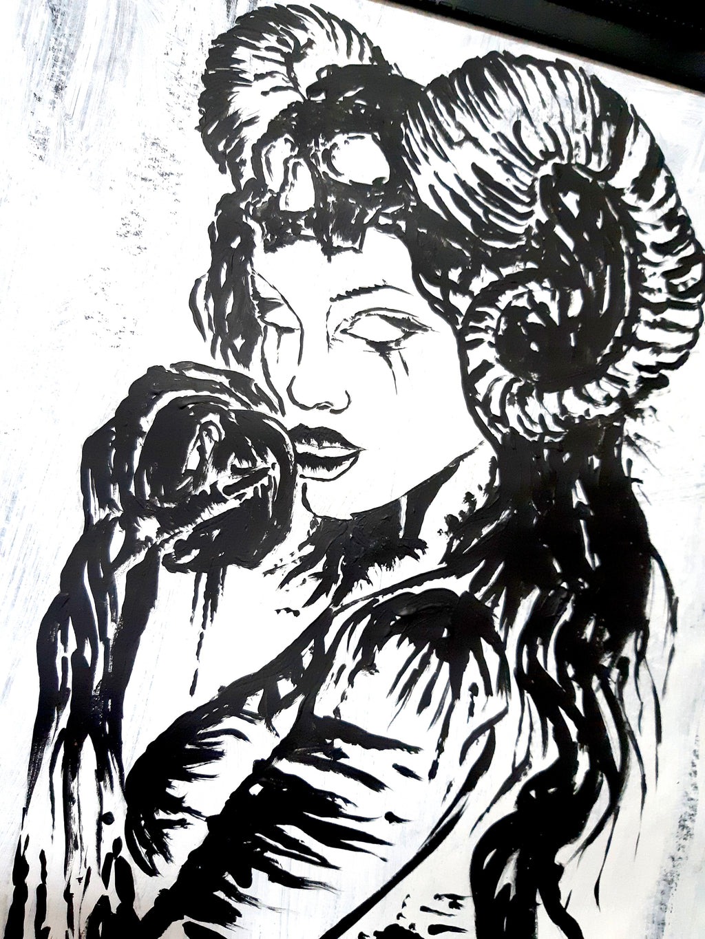 Her deadly desire. Vintage original artwork.
