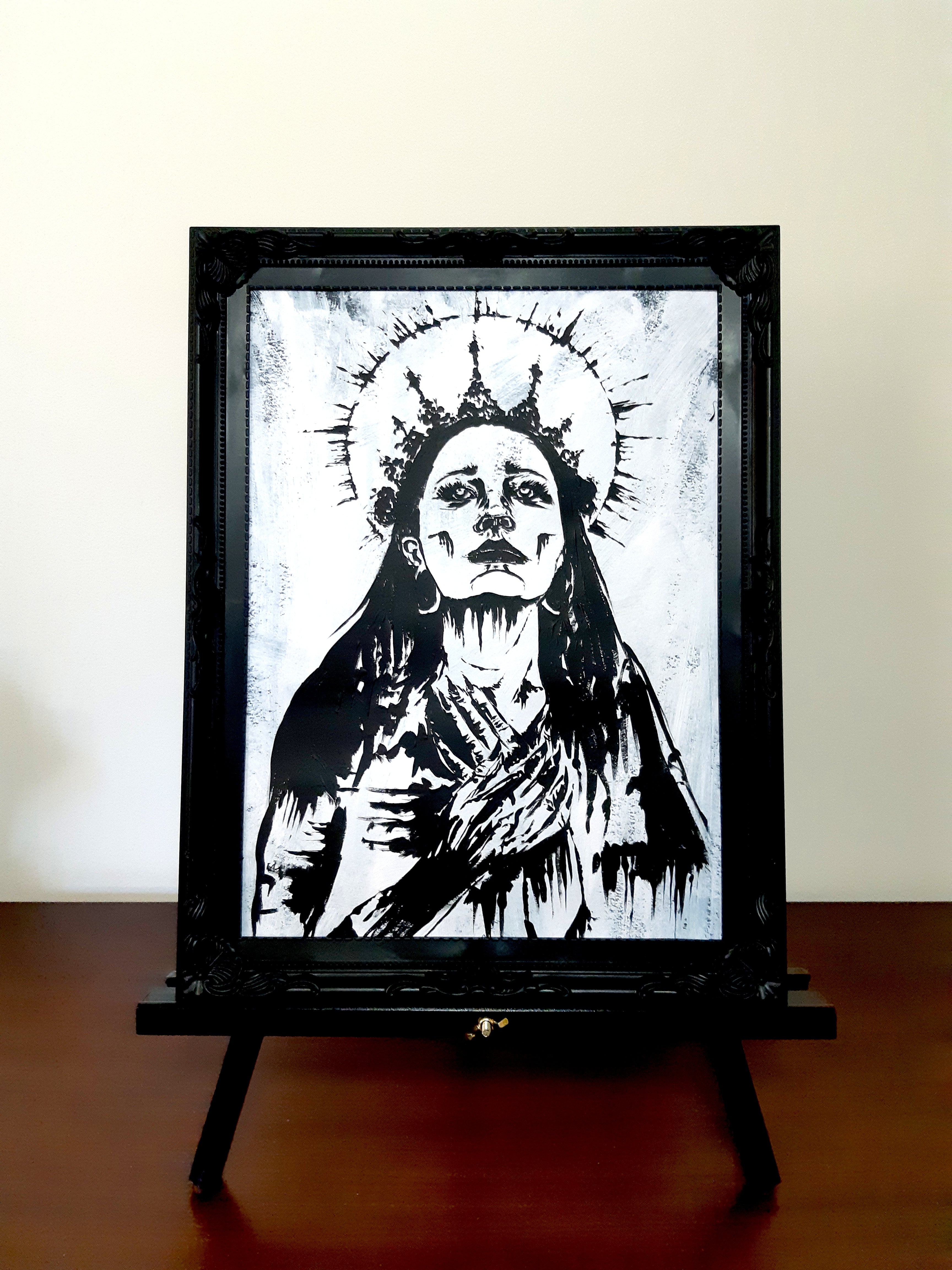 The girl who keeps dreaming. Vintage original artwork.