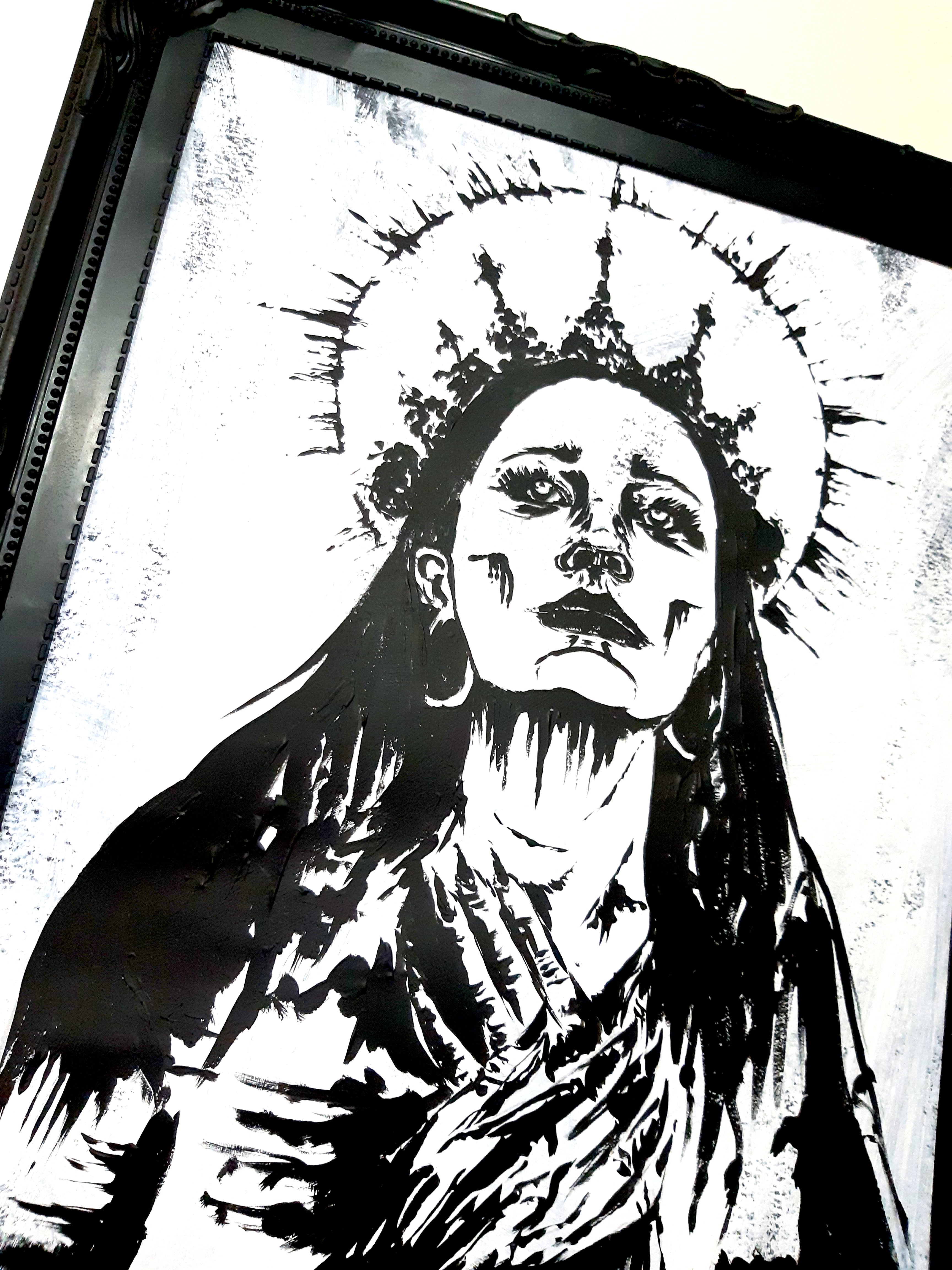 The girl who keeps dreaming. Vintage original artwork.