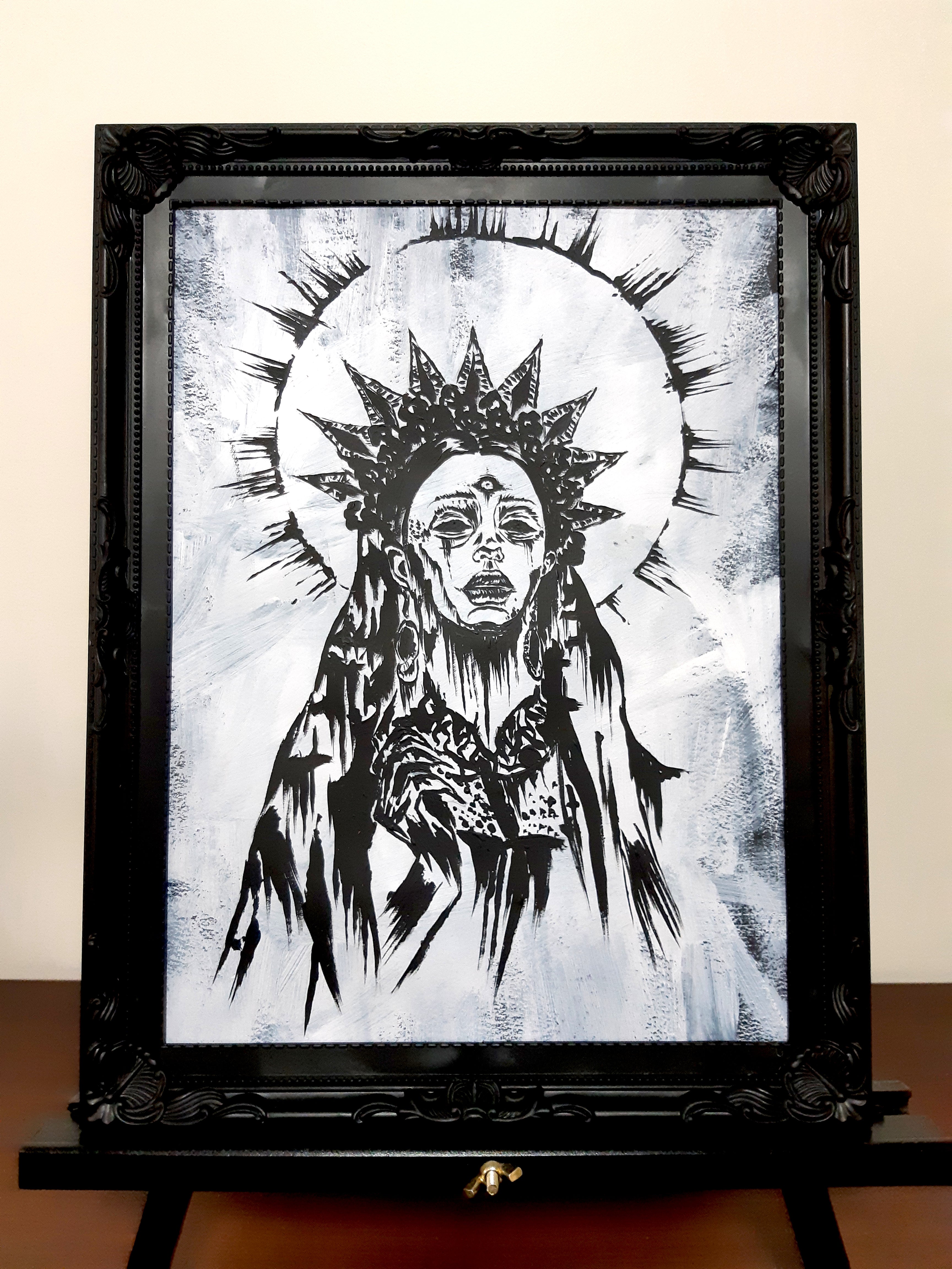 She sees all. Gothic home decor - Poster wall art. White version