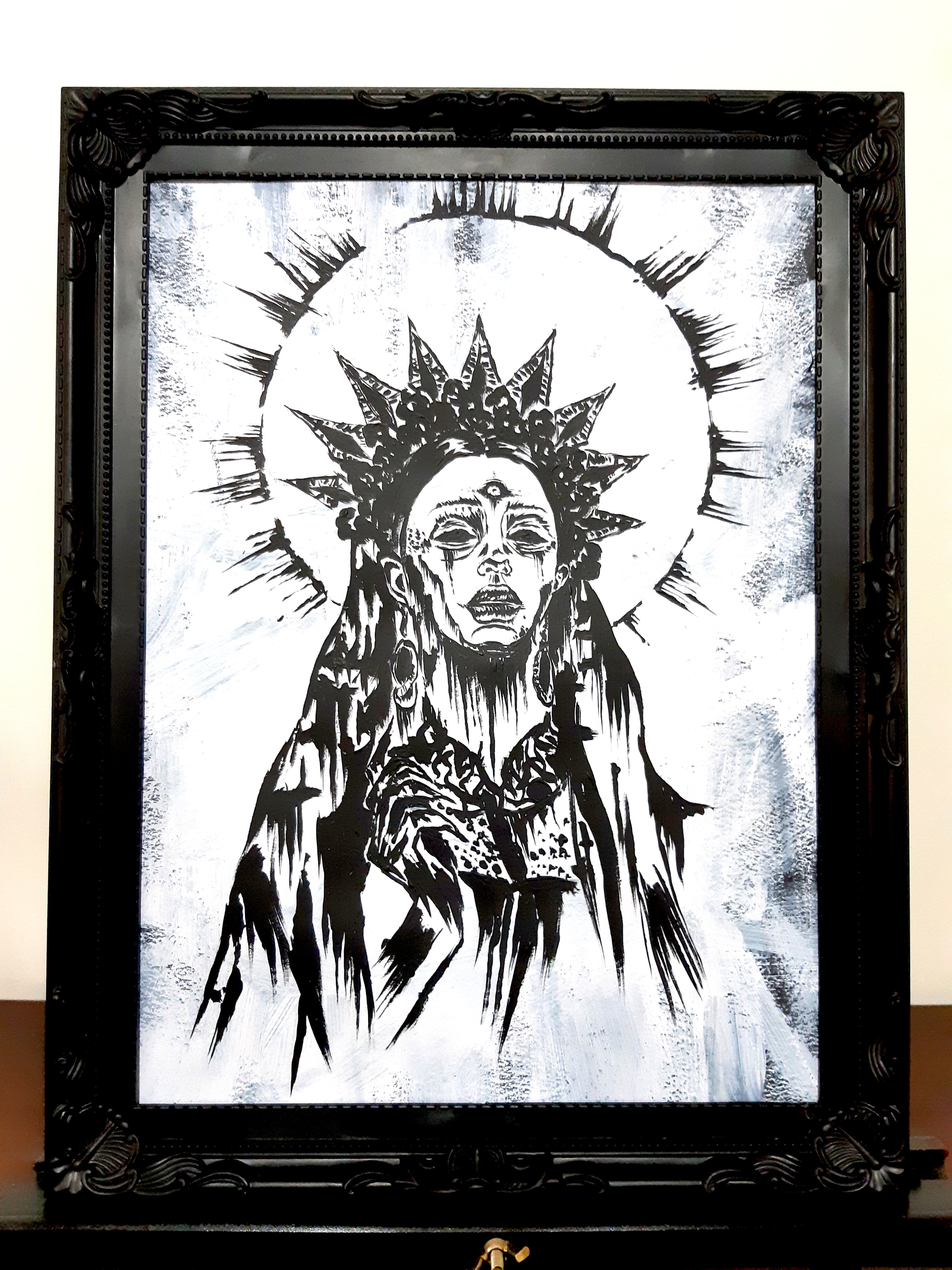 She sees all. Gothic home decor - Poster wall art. White version
