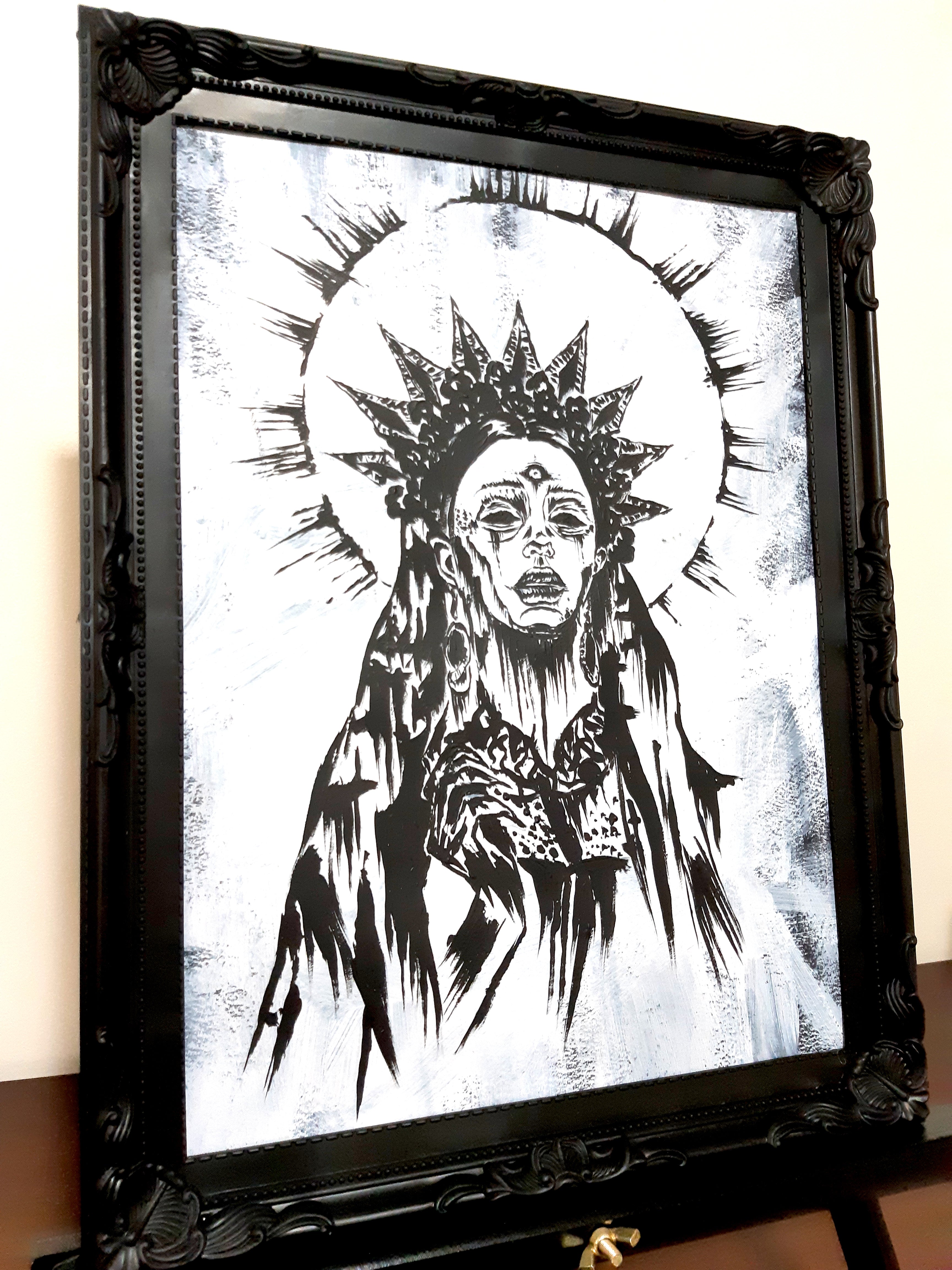 She sees all. Gothic home decor - Poster wall art. White version