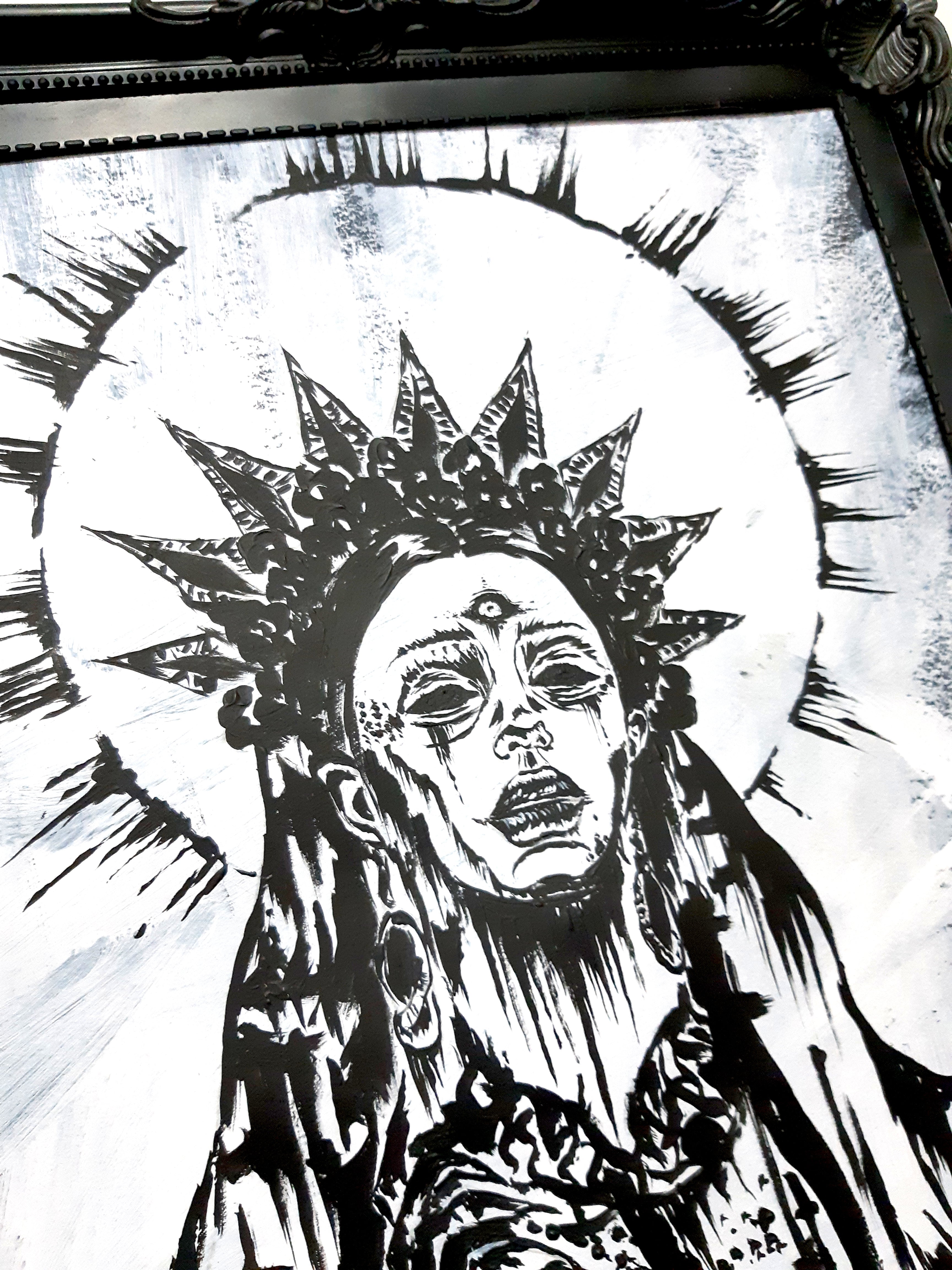 She sees all. Gothic home decor - Poster wall art. White version