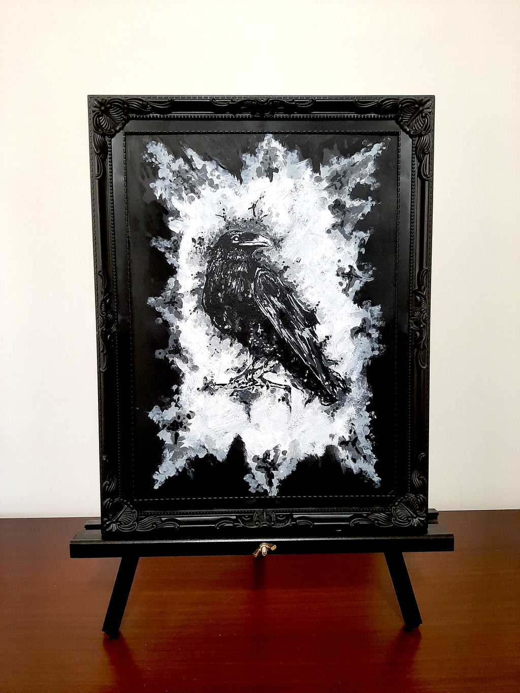 The raven by moonlight. Vintage original artwork.