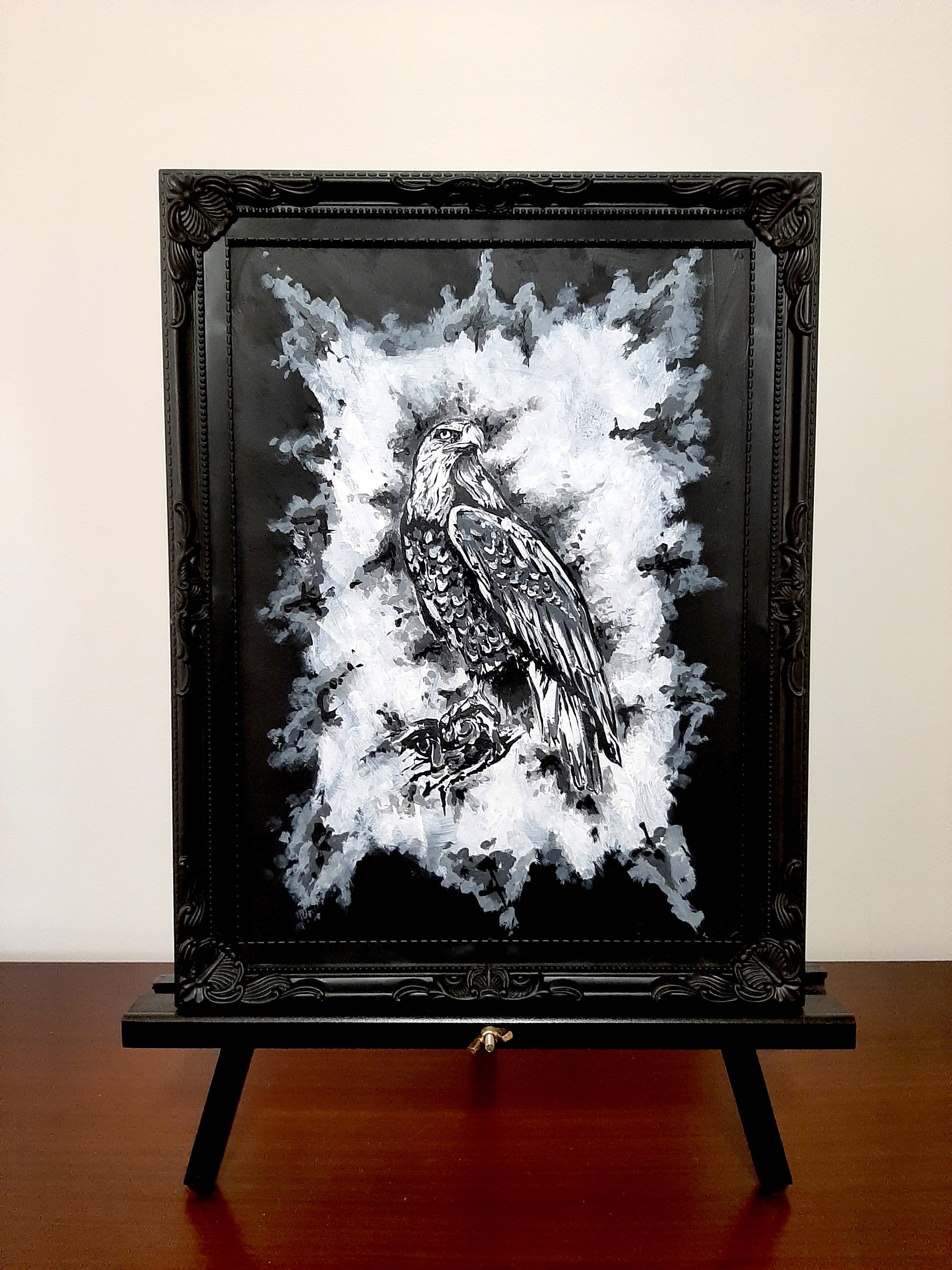 The eagle by moonlight. Vintage original artwork.