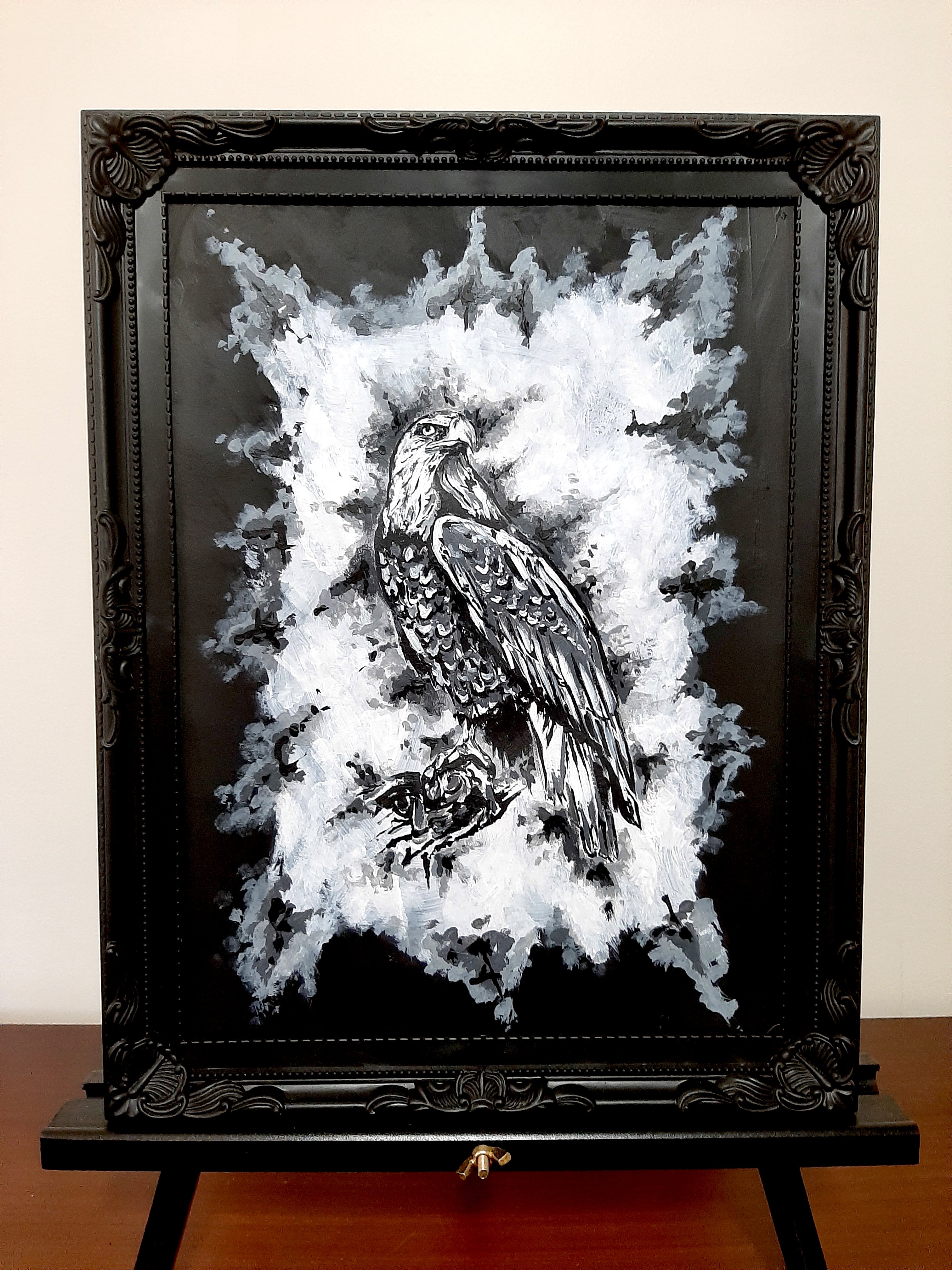The eagle by moonlight. Vintage original artwork.