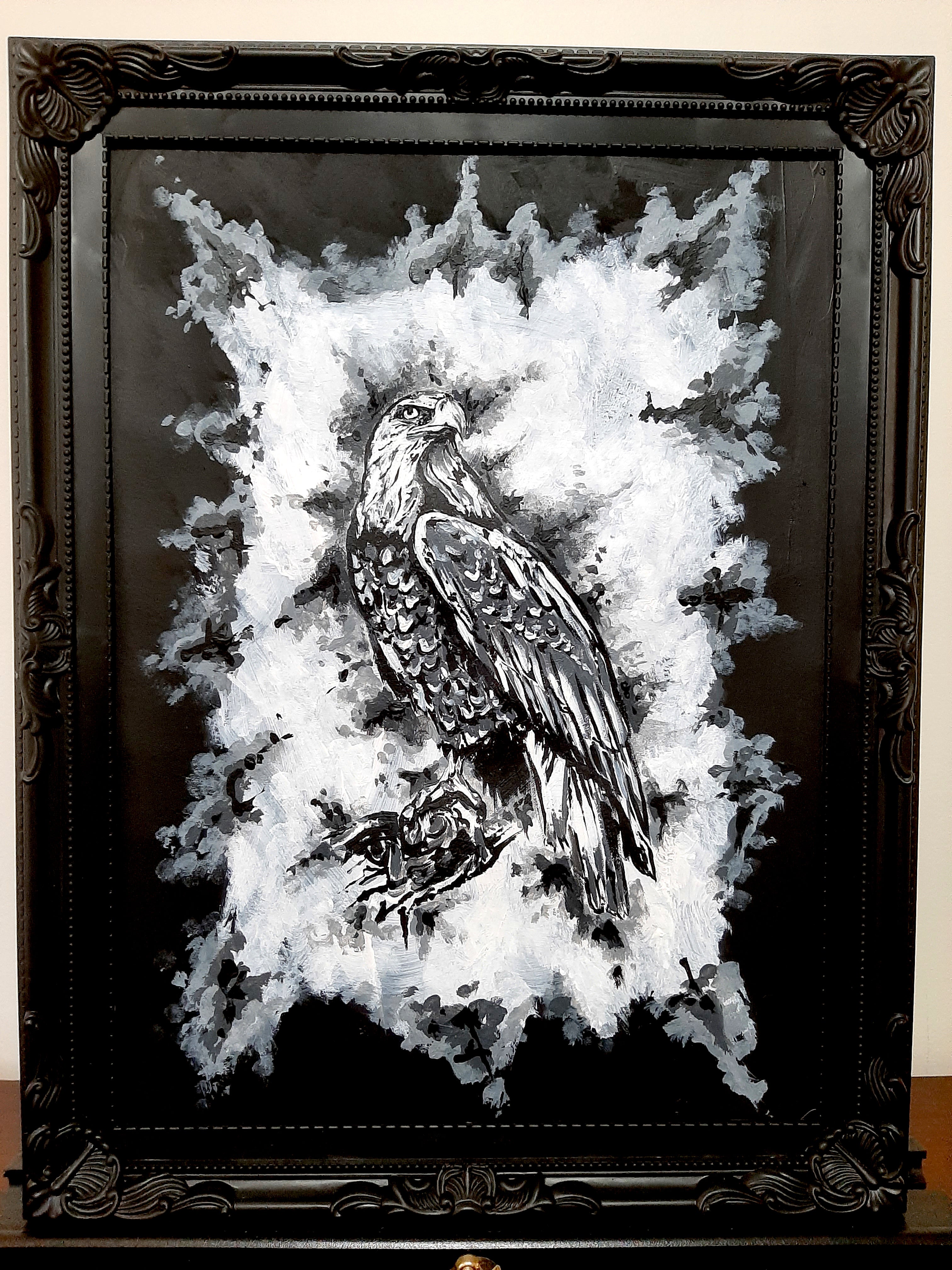 The eagle by moonlight. Vintage original artwork.