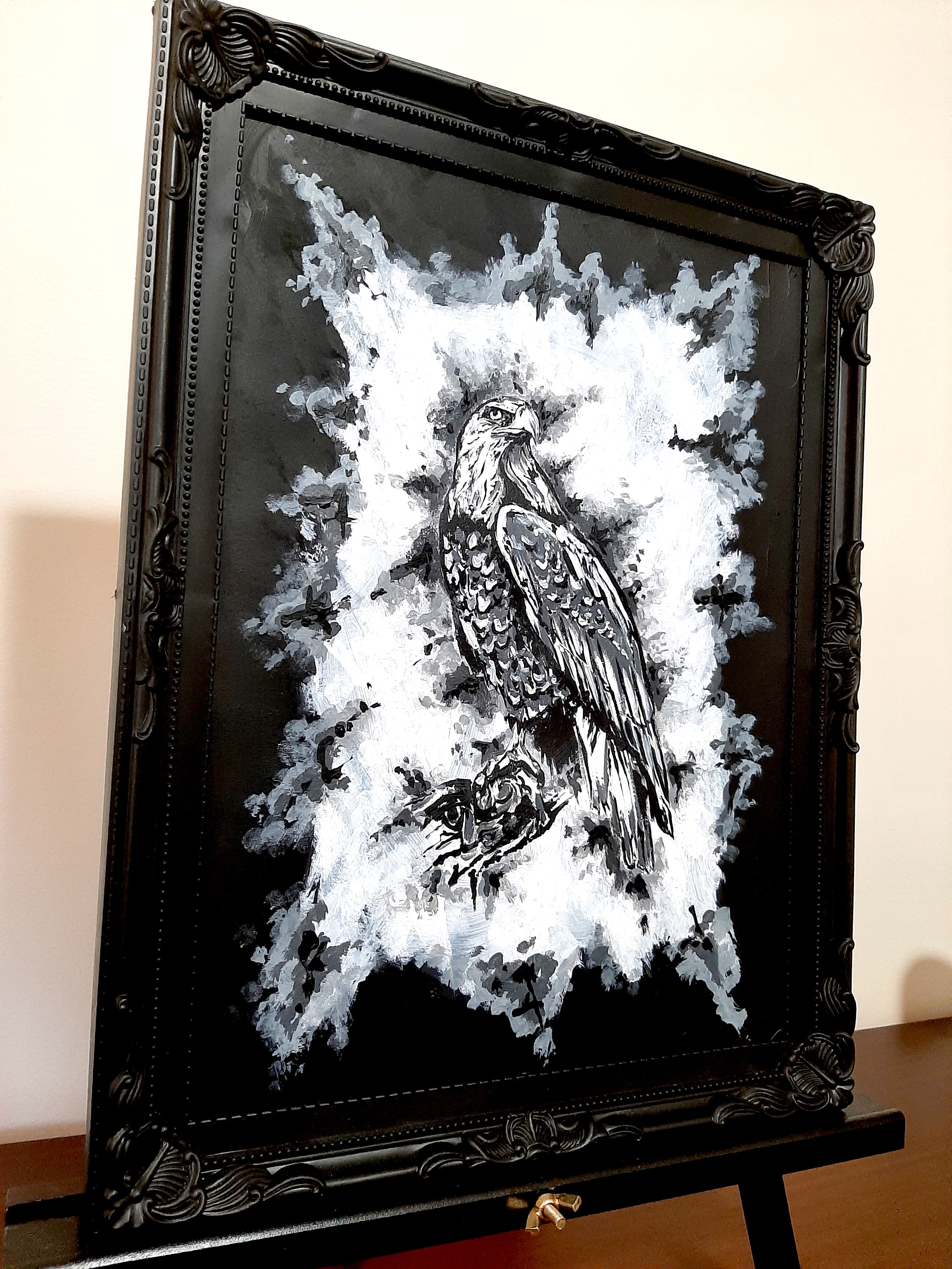 The eagle by moonlight. Vintage original artwork.