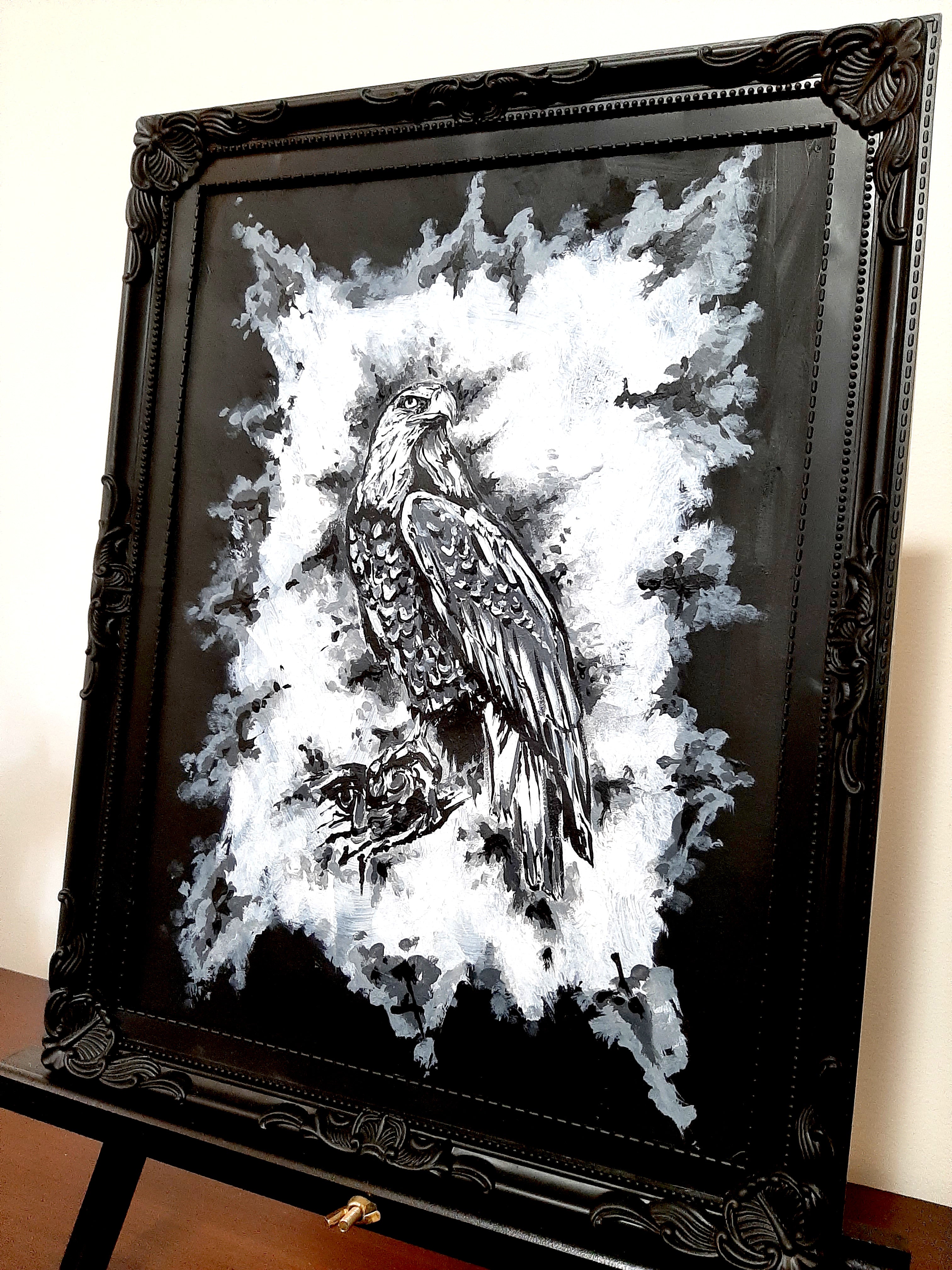 The eagle by moonlight. Vintage original artwork.