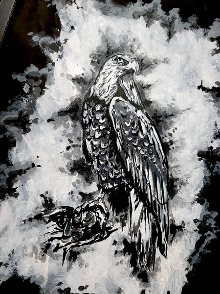 The eagle by moonlight. Vintage original artwork.