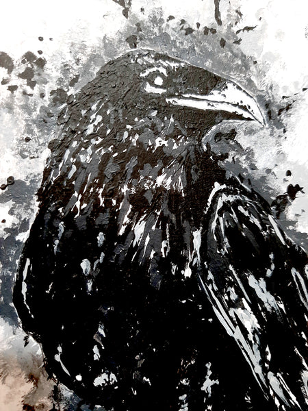 The raven by moonlight. Vintage original artwork.