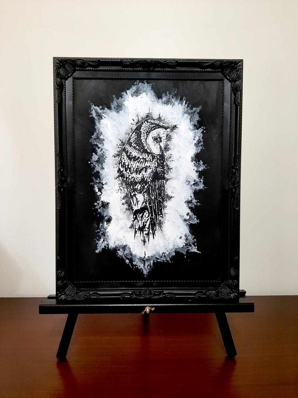 The owl by moonlight. Vintage original artwork.