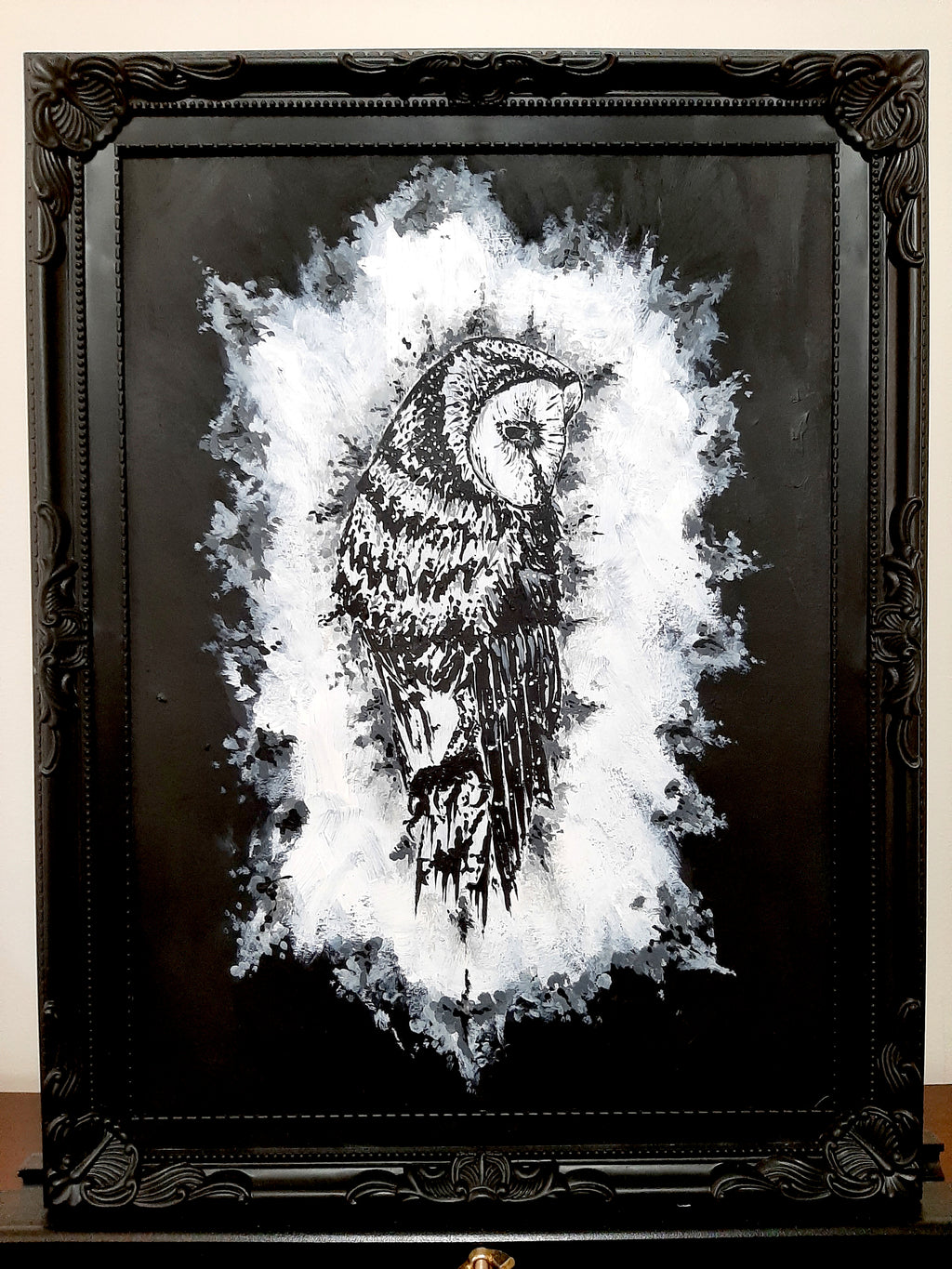 The owl by moonlight. Vintage original artwork.