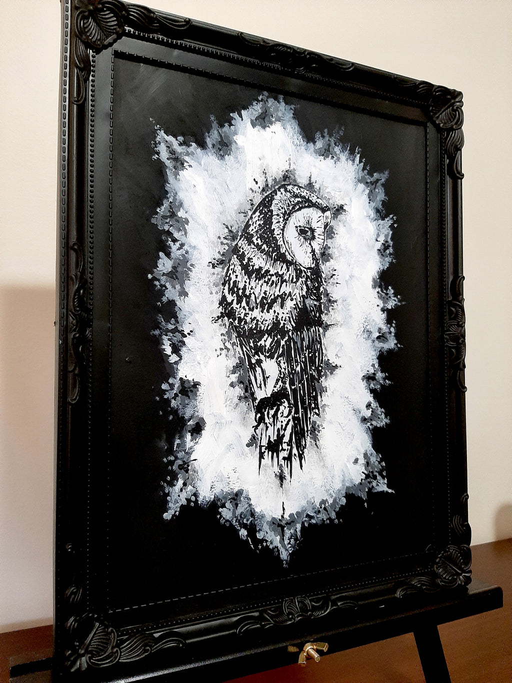 The owl by moonlight. Vintage original artwork.