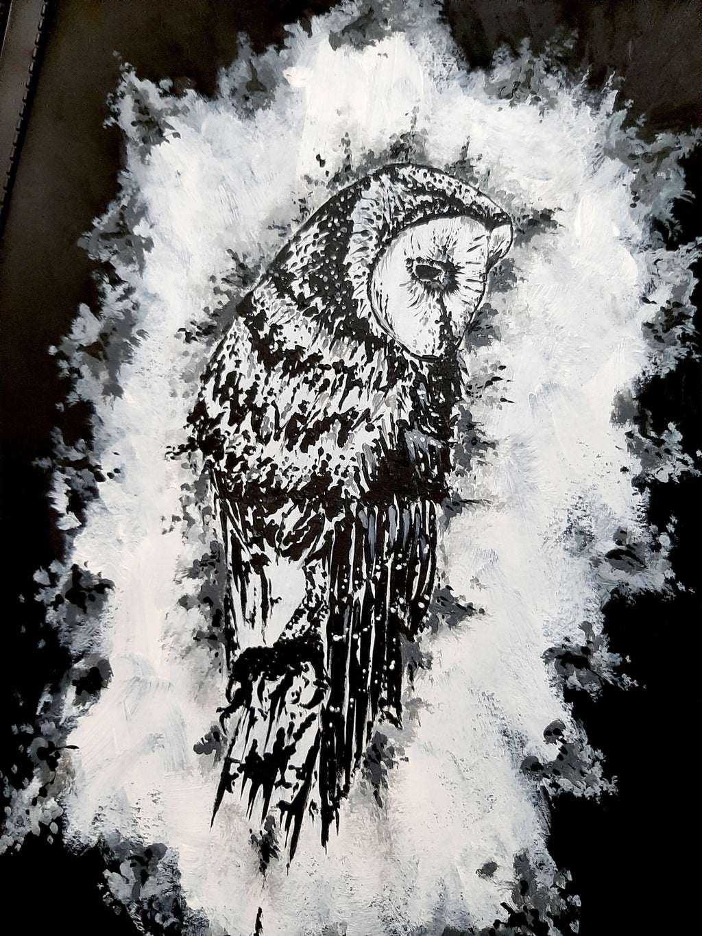 The owl by moonlight. Vintage original artwork.