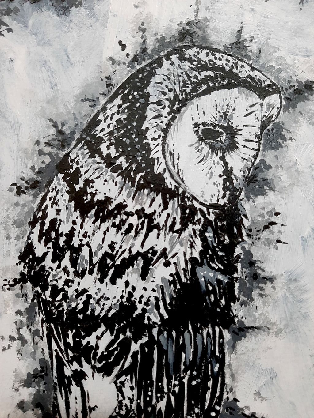 The owl by moonlight. Vintage original artwork.