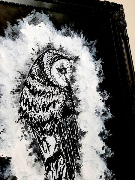 The owl by moonlight. Vintage original artwork.