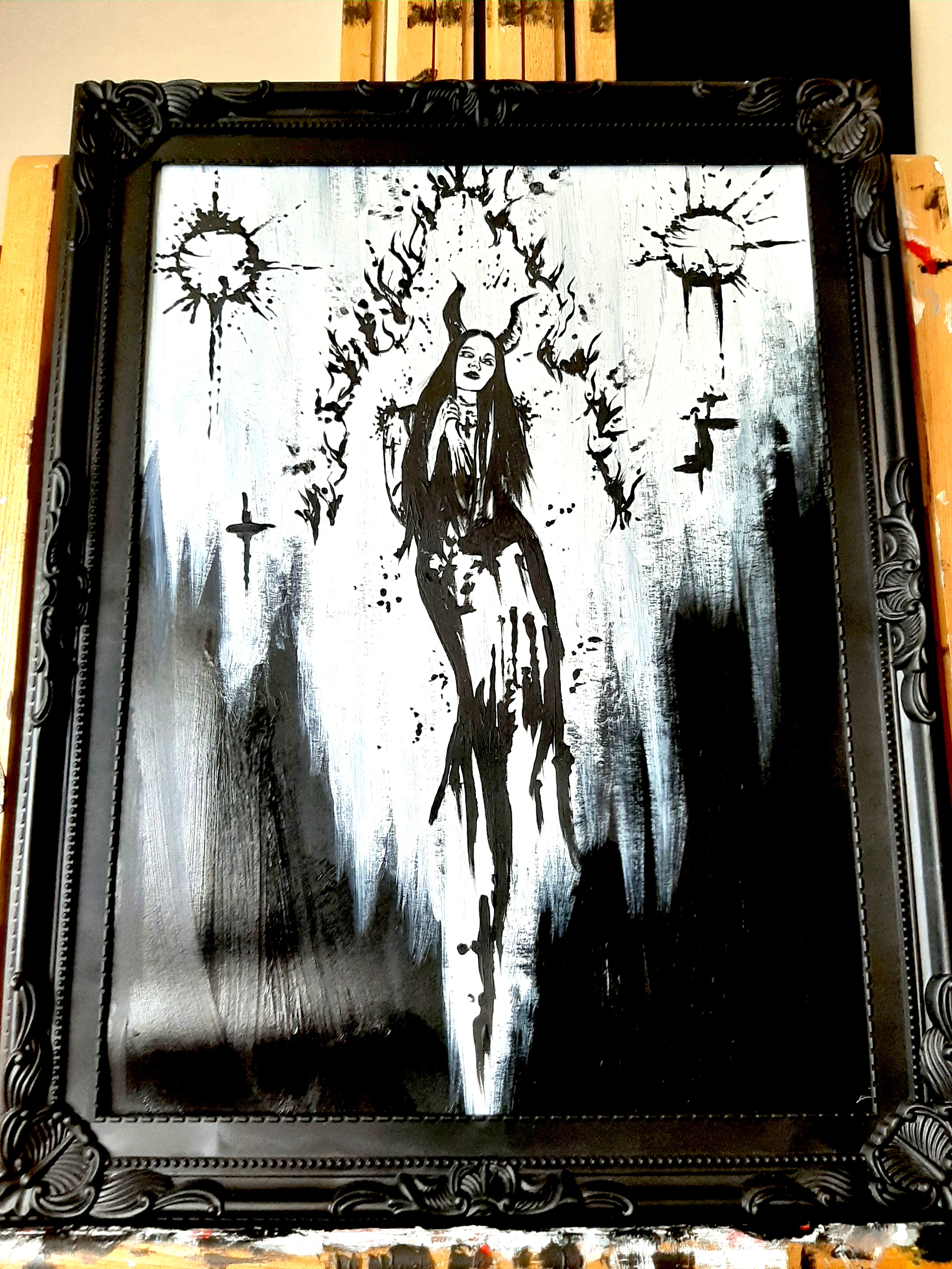 Her devilish fire within. Original artwork.