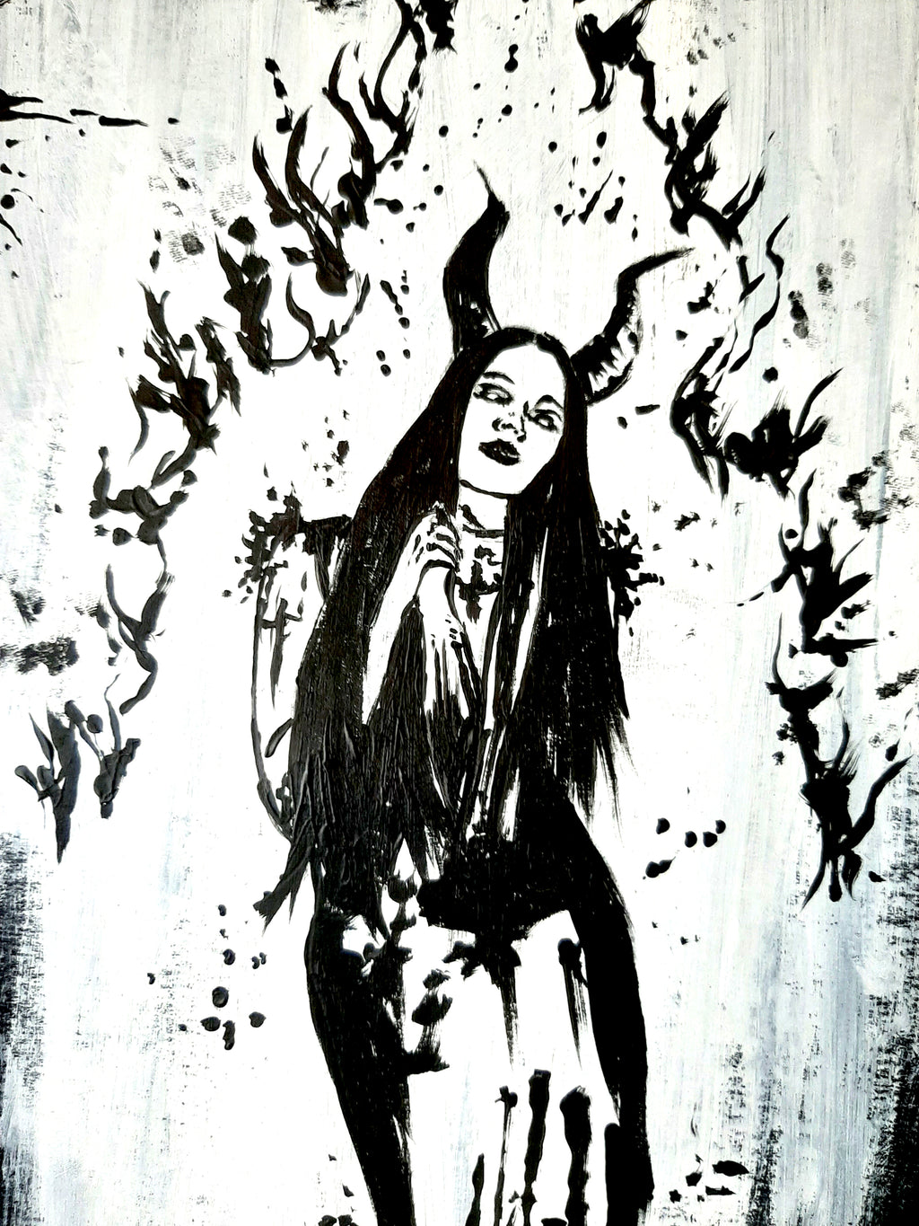 Her devilish fire within. Original artwork.