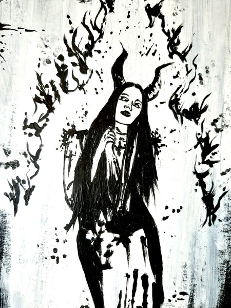 Her devilish fire within. Original artwork.