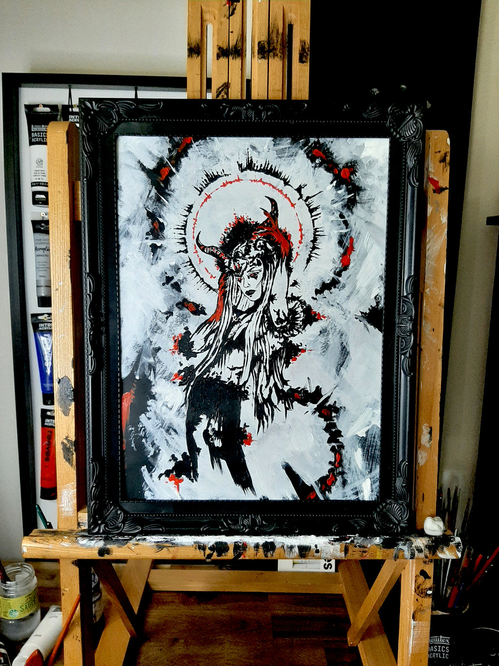 Her devilish power within. Home decor - Poster wall art. Blood Red.