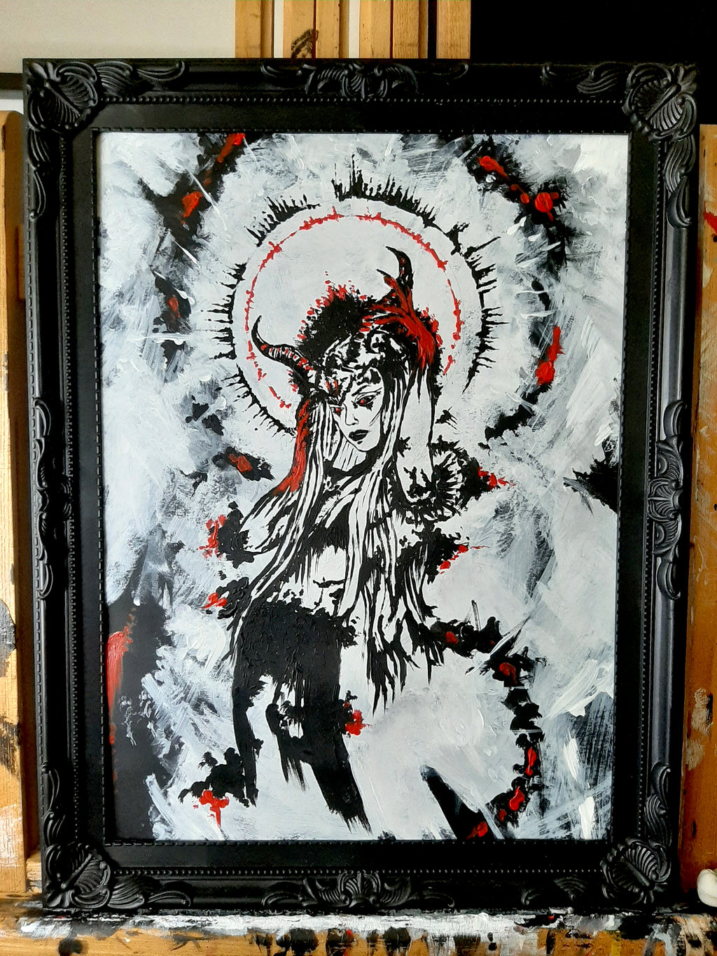 Her devilish power within. Home decor - Poster wall art. Blood Red.