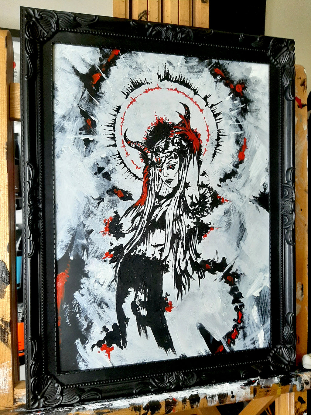 Her devilish power within. Home decor - Poster wall art. Blood Red.
