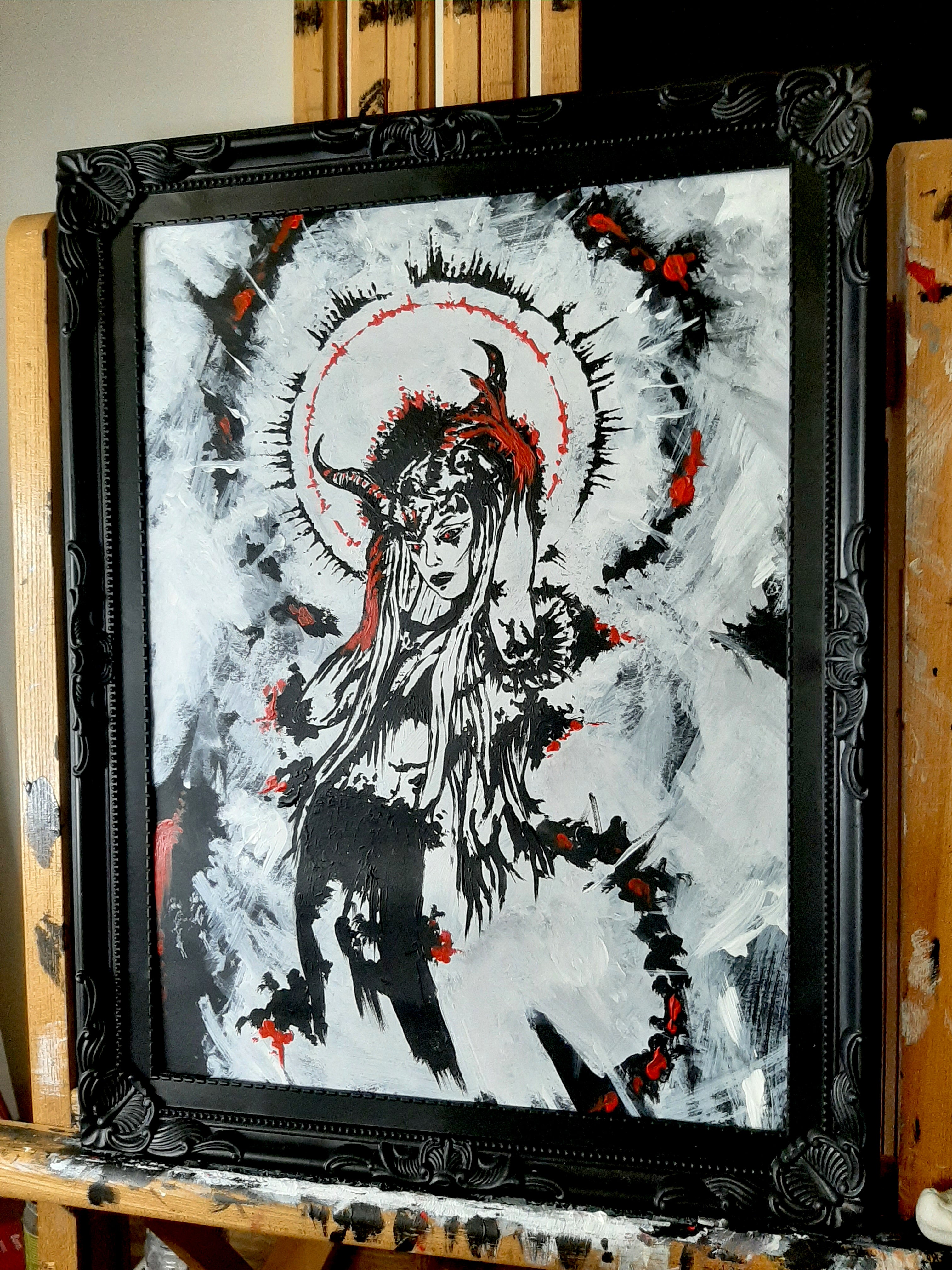 Her devilish power within. Home decor - Poster wall art. Blood Red.