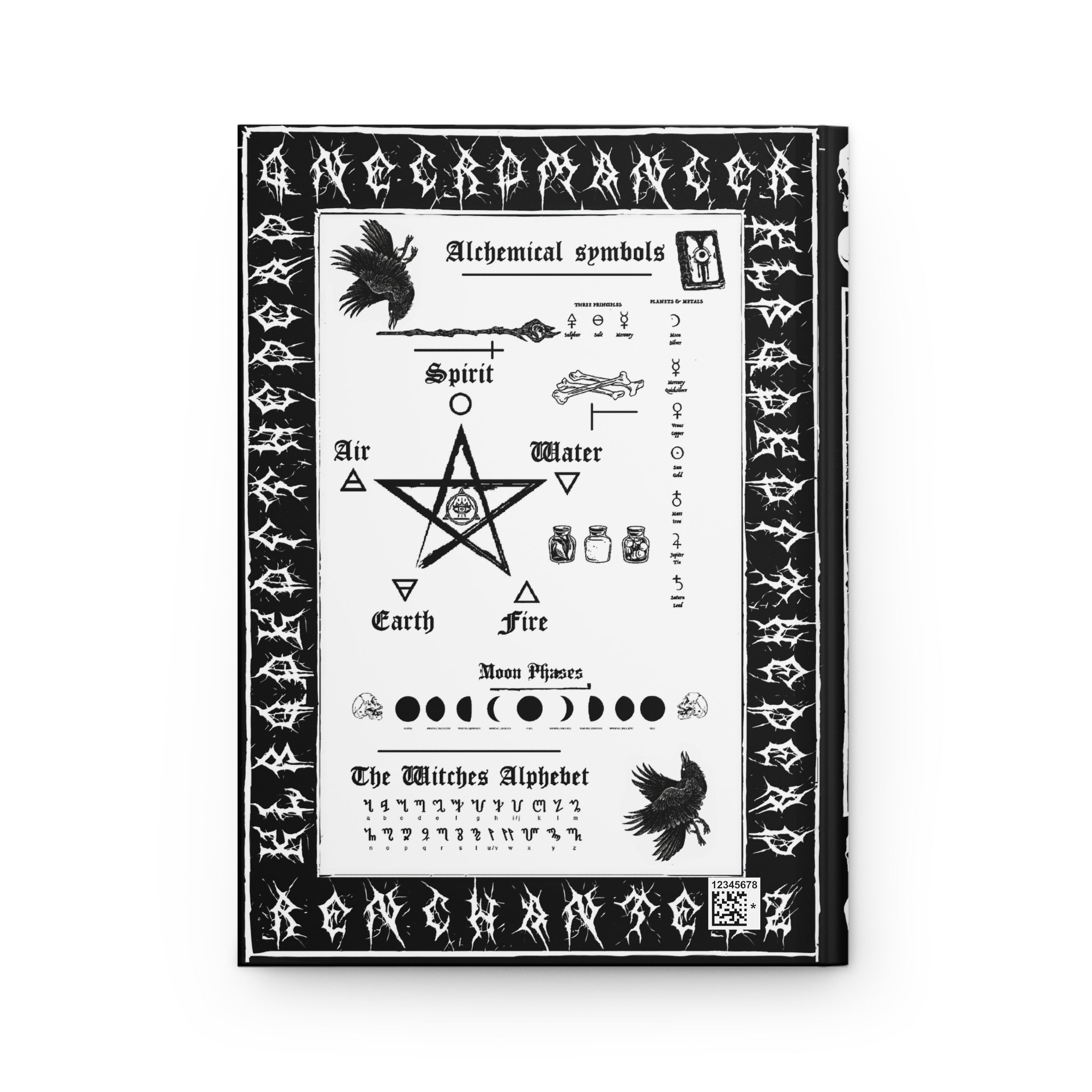 Necromancy Book of the dead journal - Raven madness. Hardcover Journal Matte. The shadow warlock. Lined journal.