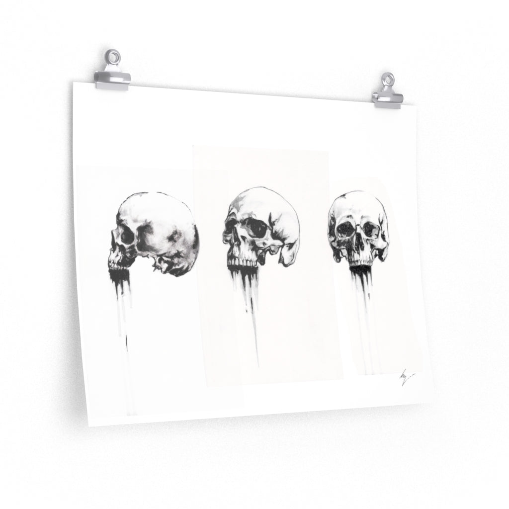 Dark skull - I - II - II - Premium Matte horizontal posters. Wall art, gothic home decor, Skull art.
