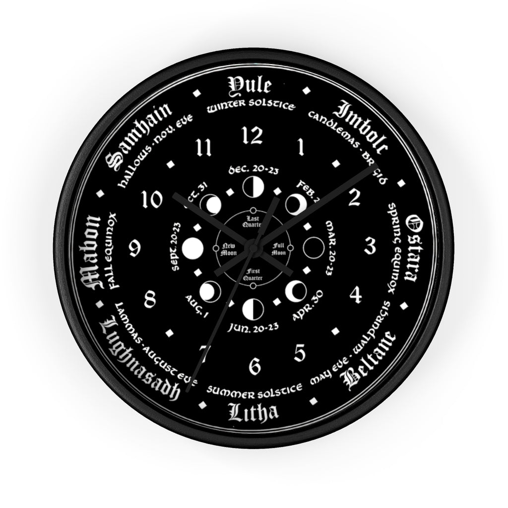 Wall clock -  Wicca Pagan Celtic Triquetra - Black