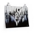 Fox in the moonlights darkness - Premium Matte horizontal posters. Wall art, gothic home décor, Fox and forest art.