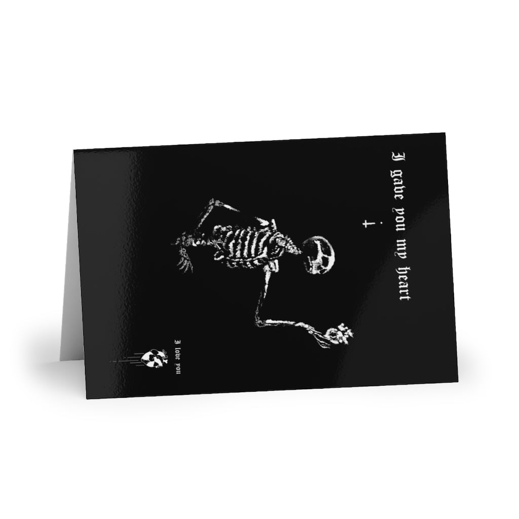 I gave you my heart. Greeting Cards (1 or 10-pcs). Black version. I love you. Anniversary, Christmas, Birthday card