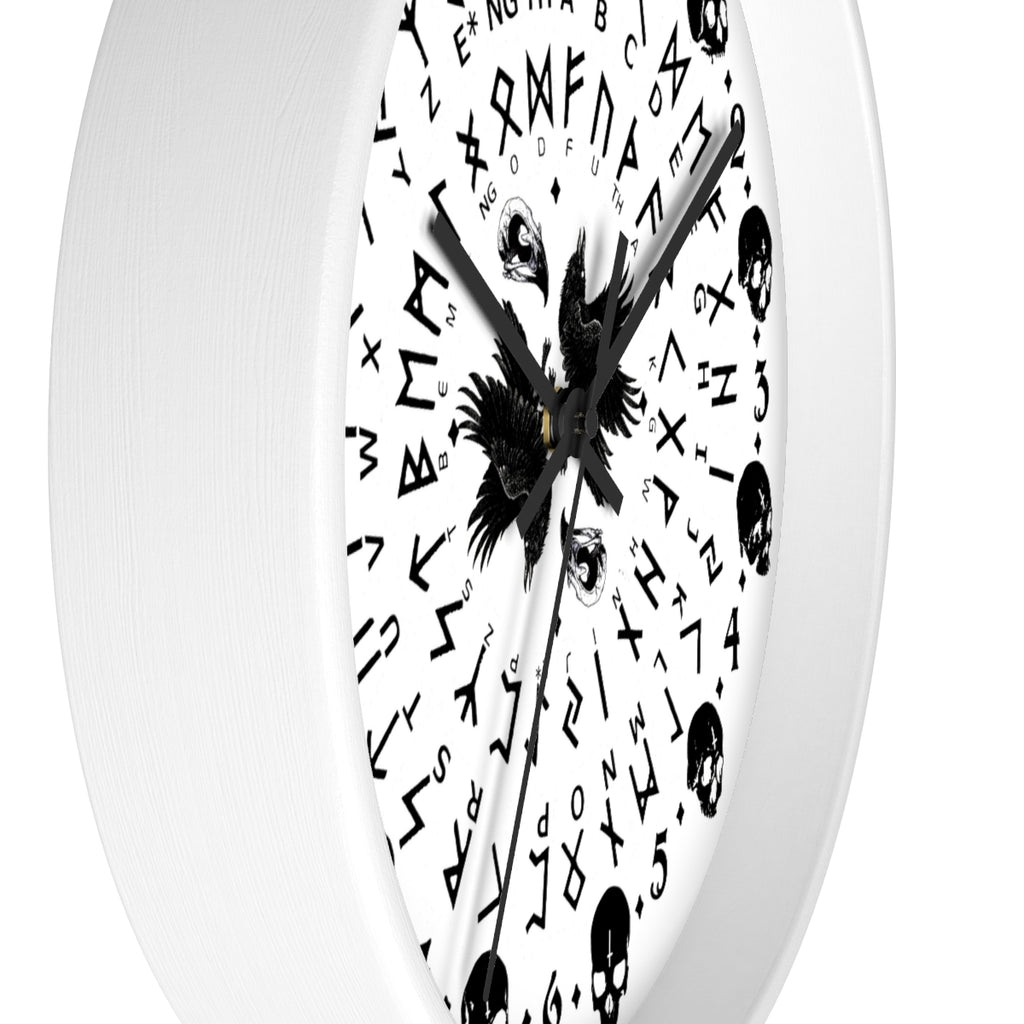 Huginn and Muninn. Odin Wall clock - Pagan, Rune and moon cycle clock. witchcraft. Black version.