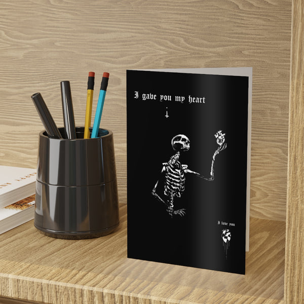 I gave you my heart. Greeting Cards (1 or 10-pcs). Black version. I love you. Anniversary, Christmas, Birthday card