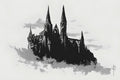 Dracula's castle. Art print. Artwork. Gothic home decor.