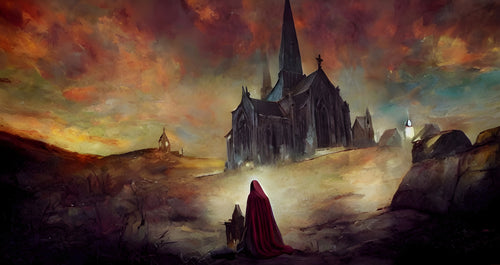 Red Robe Sinner - High Quality Art print. Original oil painting, Hand painted Landscape Art