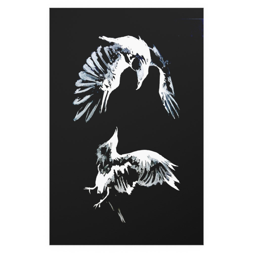Ravens Play - Fine Art Posters. Wall art. Painting. Artwork. Black version.