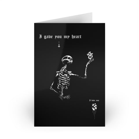 I gave you my heart. Greeting Cards (1 or 10-pcs). Black version. I love you. Anniversary, Christmas, Birthday card