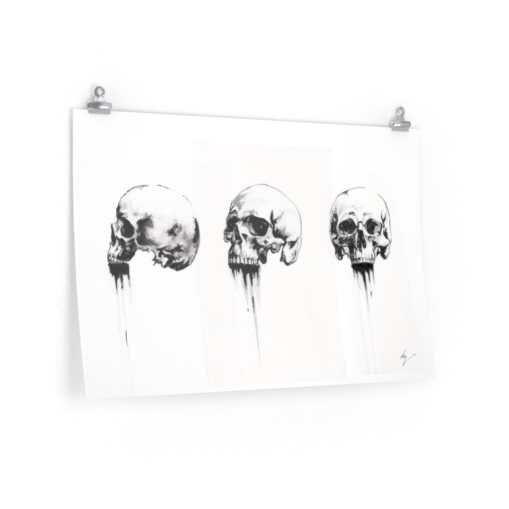 Dark skull - I - II - II - Premium Matte horizontal posters. Wall art, gothic home decor, Skull art.