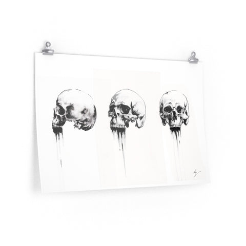 Dark skull - I - II - II - Premium Matte horizontal posters. Wall art, gothic home decor, Skull art.