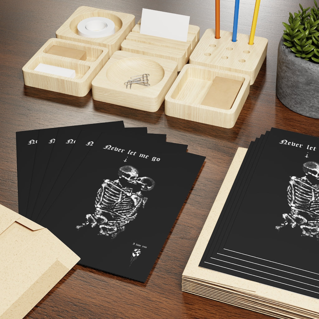 Never let me go. Greeting Cards (1 or 10-pcs). Black version. I love you. Anniversary, Christmas, Birthday card
