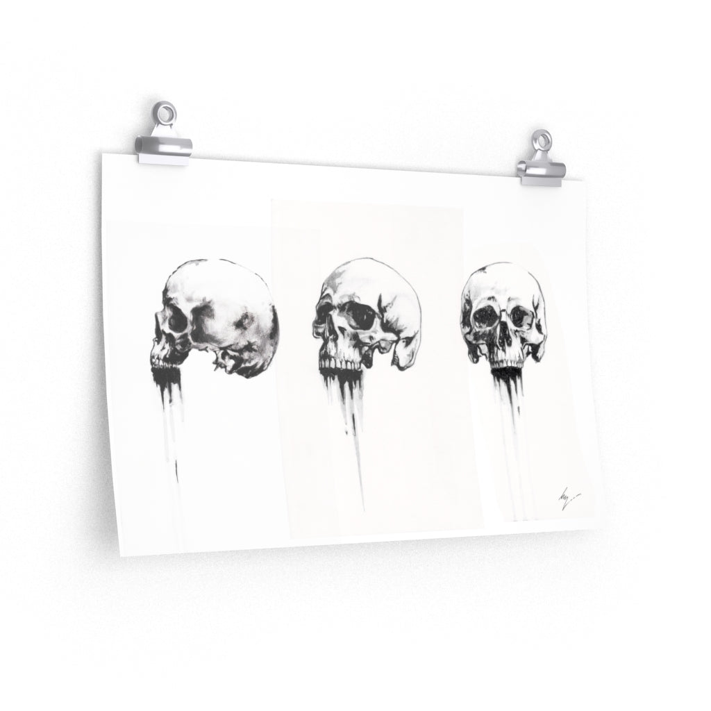 Dark skull - I - II - II - Premium Matte horizontal posters. Wall art, gothic home decor, Skull art.