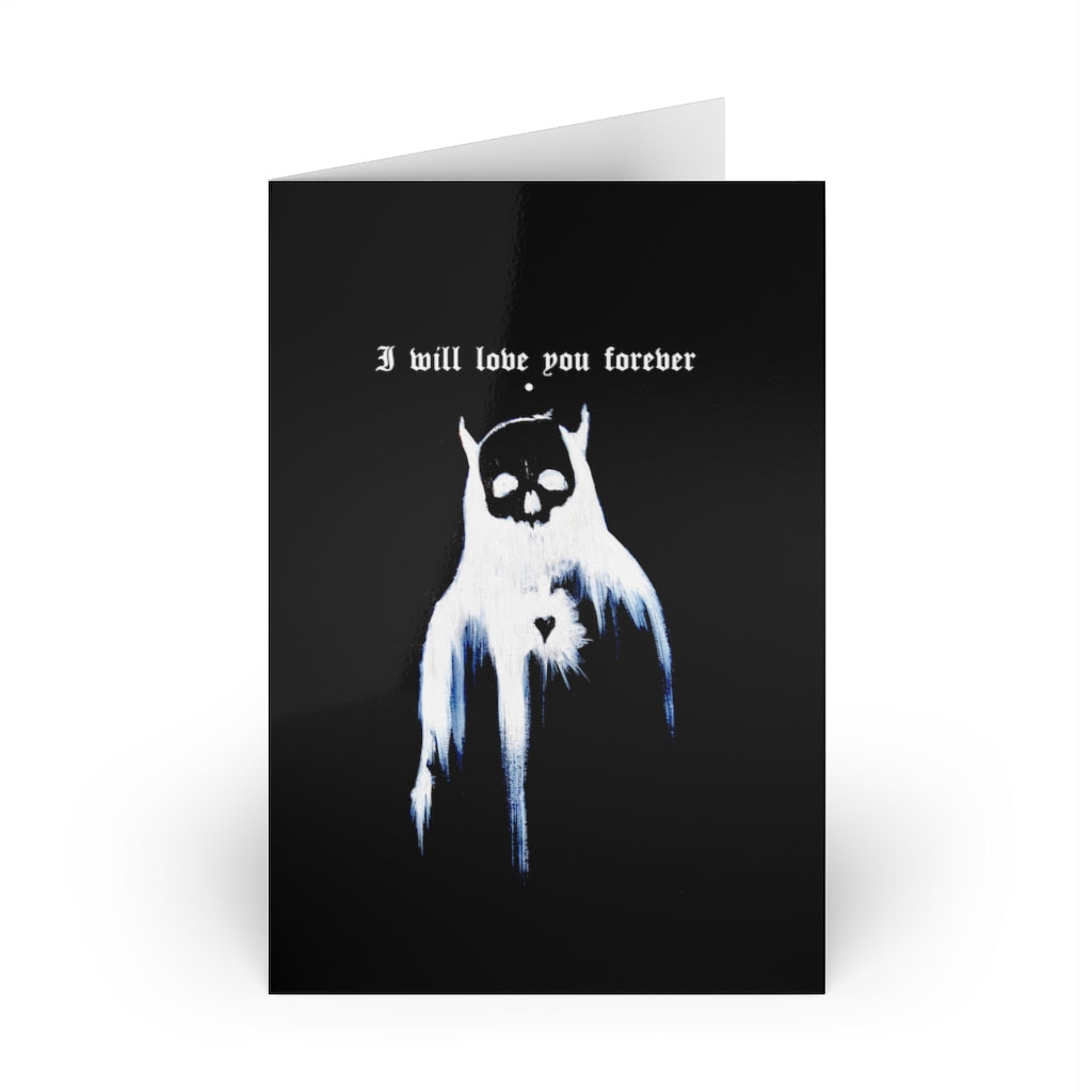 I will love you forever. Greeting Cards (1 or 10-pcs). Black version. I love you. Anniversary, Christmas, Birthday card, Valentines