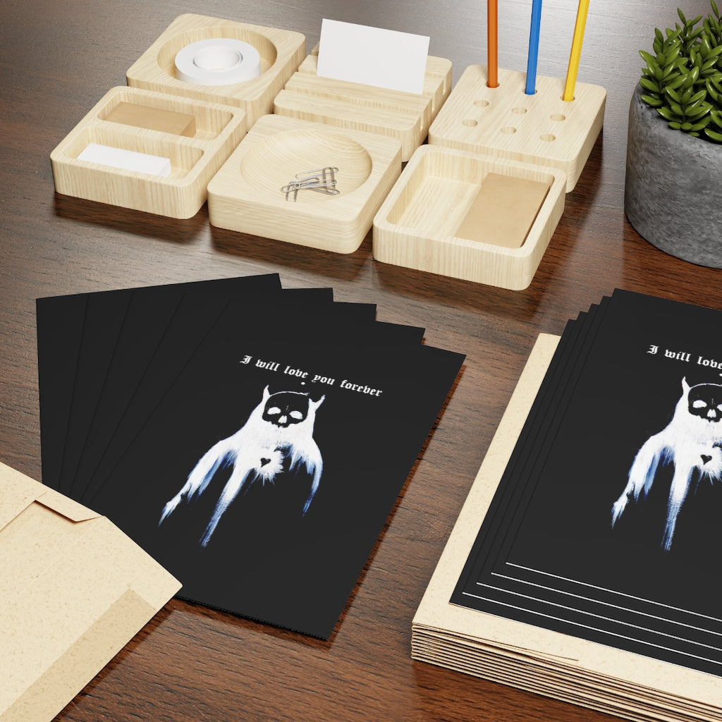 I will love you forever. Greeting Cards (1 or 10-pcs). Black version. I love you. Anniversary, Christmas, Birthday card, Valentines