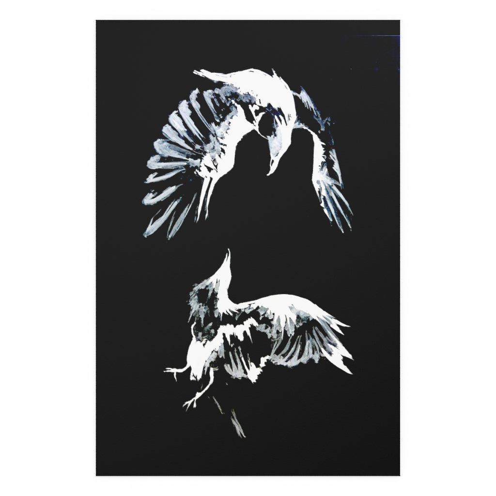 Ravens Play - Fine Art Posters. Wall art. Painting. Artwork. Black version.